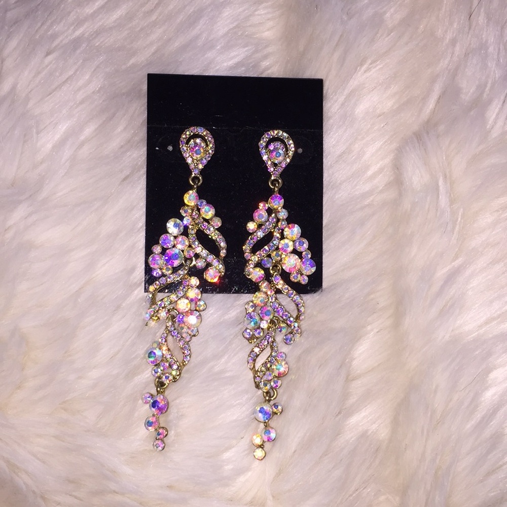 Prom/Homecoming Gold Rhinestone Earrings